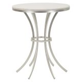 Tavolino da Salotto Bianco Marmo Argento Ripiano Effetto Marmo Forma Rotondo 56x56x68h cm, Colore Ripiano Bianco - Faka