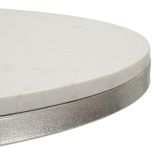 Tavolino da Salotto Bianco Marmo Argento Ripiano Effetto Marmo Forma Rotondo 56x56x68h cm, Colore Ripiano Bianco - Faka