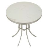 Tavolino da Salotto Bianco Marmo Argento Ripiano Effetto Marmo Forma Rotondo 56x56x68h cm, Colore Ripiano Bianco - Faka