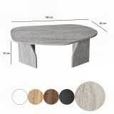 Tavolino da Salotto Bianco Marmo Forma Ovale Materiale Piano in Legno Nobilitato 100x60x35h cm, Colore Ripiano Bianco - Lozza