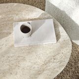 Tavolino da Salotto Bianco Marmo Forma Ovale Materiale Piano in Legno Nobilitato 100x60x35h cm, Colore Ripiano Bianco - Lozza