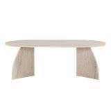 Tavolino da Salotto Bianco Marmo Forma Ovale Materiale Piano in Legno Nobilitato 120x60x40h cm, Colore Ripiano Bianco - Nohaza