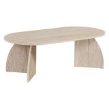 Tavolino da Salotto Bianco Marmo Forma Ovale Materiale Piano in Legno Nobilitato 120x60x40h cm, Colore Ripiano Bianco - Nohaza