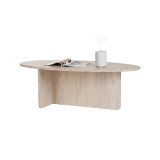 Tavolino da Salotto Bianco Marmo Forma Ovale Materiale Piano in Legno Nobilitato 120x65x40h cm, Colore Ripiano Bianco - Parona