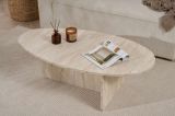 Tavolino da Salotto Bianco Marmo Forma Ovale Materiale Piano in Legno Nobilitato 120x65x40h cm, Colore Ripiano Bianco - Parona