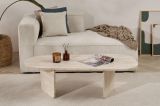 Tavolino da Salotto Bianco Marmo Forma Ovale Materiale Piano in Legno Nobilitato 130x65x40h cm, Colore Ripiano Bianco - Dozza