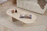 Tavolino da Salotto Bianco Marmo Forma Ovale Materiale Piano in Legno Nobilitato 130x65x40h cm, Colore Ripiano Bianco - Dozza