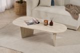 Tavolino da Salotto Bianco Marmo Forma Ovale Materiale Piano in Legno Nobilitato 130x65x40h cm, Colore Ripiano Bianco - Dozza
