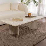 Tavolino da Salotto Bianco Marmo Forma Rettangolare Materiale Piano in Legno Nobilitato 119x60x40h cm, Colore Ripiano Bianco - Turate