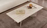 Tavolino da Salotto Bianco Marmo Forma Rettangolare Materiale Piano in Legno Nobilitato 119x60x40h cm, Colore Ripiano Bianco - Turate