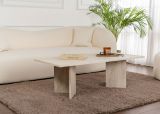 Tavolino da Salotto Bianco Marmo Forma Rettangolare Materiale Piano in Legno Nobilitato 119x60x40h cm, Colore Ripiano Bianco - Turate