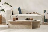 Tavolino da Salotto Bianco Marmo Forma Rettangolare Materiale Piano in Legno Nobilitato 120x45x30h cm, Colore Ripiano Bianco - Marmorito