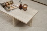 Tavolino da Salotto Bianco Marmo Forma Rettangolare Materiale Piano in Legno Nobilitato 120x45x30h cm, Colore Ripiano Bianco - Marmorito