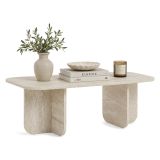 Tavolino da Salotto Bianco Marmo Forma Rettangolare Materiale Piano in Legno Nobilitato 120x60x41h cm, Colore Ripiano Bianco - Nomeva