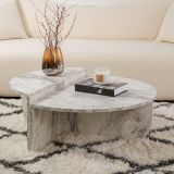 Tavolino da Salotto Bianco Marmo Forma Rettangolare Materiale Piano in Legno Nobilitato 90x60x35h cm, Colore Ripiano Bianco - Mansue