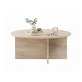 Tavolino da Salotto Bianco Marmo Forma Rotondo Materiale Piano in Legno Nobilitato 90x90x40h cm, Colore Ripiano Bianco - Simbario