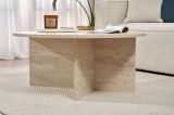 Tavolino da Salotto Bianco Marmo Forma Rotondo Materiale Piano in Legno Nobilitato 90x90x40h cm, Colore Ripiano Bianco - Simbario