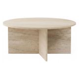 Tavolino da Salotto Bianco Marmo Forma Rotondo Materiale Piano in Legno Nobilitato 90x90x40h cm, Colore Ripiano Bianco - Simbario