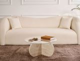 Tavolino da Salotto Bianco Marmo Forma Rotondo Materiale Piano in Vetro 75x75x35h cm, Colore Ripiano Trasparente - Cugnoli