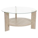 Tavolino da Salotto Bianco Marmo Forma Rotondo Materiale Piano in Vetro 75x75x40h cm, Colore Ripiano Trasparente - Canevino
