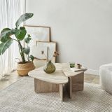 Tavolino da Salotto Bianco Marmo Modulabile Forma Triangolare 90x60x35h cm, Sfumatura Colore Ripiano Marmo - Saraceno