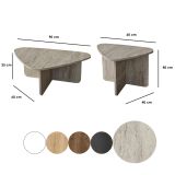 Tavolino da Salotto Bianco Marmo Modulabile Forma Triangolare 90x60x35h cm, Sfumatura Colore Ripiano Marmo - Saraceno