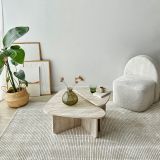 Tavolino da Salotto Bianco Marmo Modulabile Forma Triangolare 90x60x35h cm, Sfumatura Colore Ripiano Marmo - Saraceno