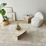 Tavolino da Salotto Bianco Marmo Modulabile Forma Triangolare 90x60x35h cm, Sfumatura Colore Ripiano Marmo - Saraceno