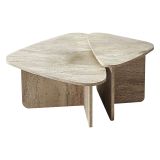 Tavolino da Salotto Bianco Marmo Modulabile Forma Triangolare 90x60x35h cm, Sfumatura Colore Ripiano Marmo - Saraceno