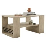 Tavolino da Salotto Bianco Marmo Nero un Vano Forma Rettangolare 80x50x40h cm, Colore Ripiano Bianco - Limosano