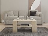 Tavolino da Salotto Bianco Marmo Nero un Vano Forma Rettangolare 80x50x40h cm, Colore Ripiano Bianco - Limosano