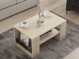 Tavolino da Salotto Bianco Marmo Nero un Vano Forma Rettangolare 80x50x40h cm, Colore Ripiano Bianco - Limosano