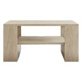 Tavolino da Salotto Bianco Marmo Nero un Vano Forma Rettangolare 80x50x40h cm, Colore Ripiano Bianco - Limosano
