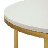 Tavolino da Salotto Bianco Marmo oro Forma Ovale Colore Ripiano Bianco 90x60x45h cm, Materiale Struttura in Metallo - Bafarane
