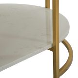 Tavolino da Salotto Bianco Marmo oro Forma Ovale Colore Ripiano Bianco 90x60x45h cm, Materiale Struttura in Metallo - Bafarane