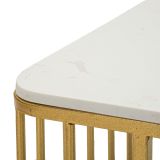 Tavolino da Salotto Bianco Marmo oro Forma Rettangolare Colore Ripiano Bianco 90x90x50h cm, Materiale Struttura in Metallo - Fabara