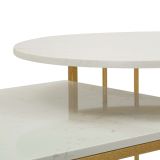 Tavolino da Salotto Bianco Marmo oro Forma Rettangolare Colore Ripiano Bianco 90x90x50h cm, Materiale Struttura in Metallo - Fabara