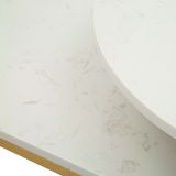 Tavolino da Salotto Bianco Marmo oro Forma Rettangolare Colore Ripiano Bianco 90x90x50h cm, Materiale Struttura in Metallo - Fabara