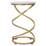 Tavolino da Salotto Bianco Marmo oro Forma Rotondo Colore Ripiano Bianco 28x28x48h cm, Materiale Struttura in Marmo - Darigana