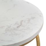 Tavolino da Salotto Bianco Marmo oro Forma Rotondo Colore Ripiano Bianco 28x28x48h cm, Materiale Struttura in Marmo - Darigana