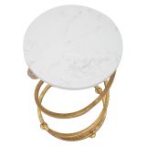 Tavolino da Salotto Bianco Marmo oro Forma Rotondo Colore Ripiano Bianco 28x28x48h cm, Materiale Struttura in Marmo - Darigana