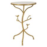 Tavolino da Salotto Bianco Marmo oro Forma Rotondo Colore Ripiano Bianco 38x38x60h cm, Materiale Struttura in Plastica - Fanise