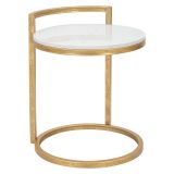 Tavolino da Salotto Bianco Marmo oro Forma Rotondo Colore Ripiano Bianco 41x41x51h cm, Materiale Struttura in Marmo - Koror