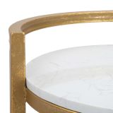 Tavolino da Salotto Bianco Marmo oro Forma Rotondo Colore Ripiano Bianco 41x41x51h cm, Materiale Struttura in Marmo - Koror