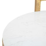 Tavolino da Salotto Bianco Marmo oro Forma Rotondo Colore Ripiano Bianco 41x41x51h cm, Materiale Struttura in Marmo - Koror