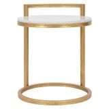 Tavolino da Salotto Bianco Marmo oro Forma Rotondo Colore Ripiano Bianco 41x41x51h cm, Materiale Struttura in Marmo - Koror