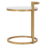 Tavolino da Salotto Bianco Marmo oro Forma Rotondo Colore Ripiano Bianco 41x41x51h cm, Materiale Struttura in Marmo - Koror