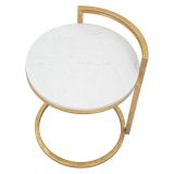 Tavolino da Salotto Bianco Marmo oro Forma Rotondo Colore Ripiano Bianco 41x41x51h cm, Materiale Struttura in Marmo - Koror