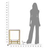 Tavolino da Salotto Bianco Marmo oro Piano Effetto Marmo Forma Quadrato 47x47x60h cm, Colore Ripiano Bianco - Atiu