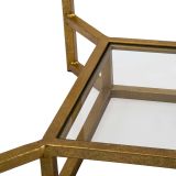 Tavolino da Salotto Bianco Marmo oro Piano Effetto Marmo Forma Quadrato 47x47x60h cm, Colore Ripiano Bianco - Atiu
